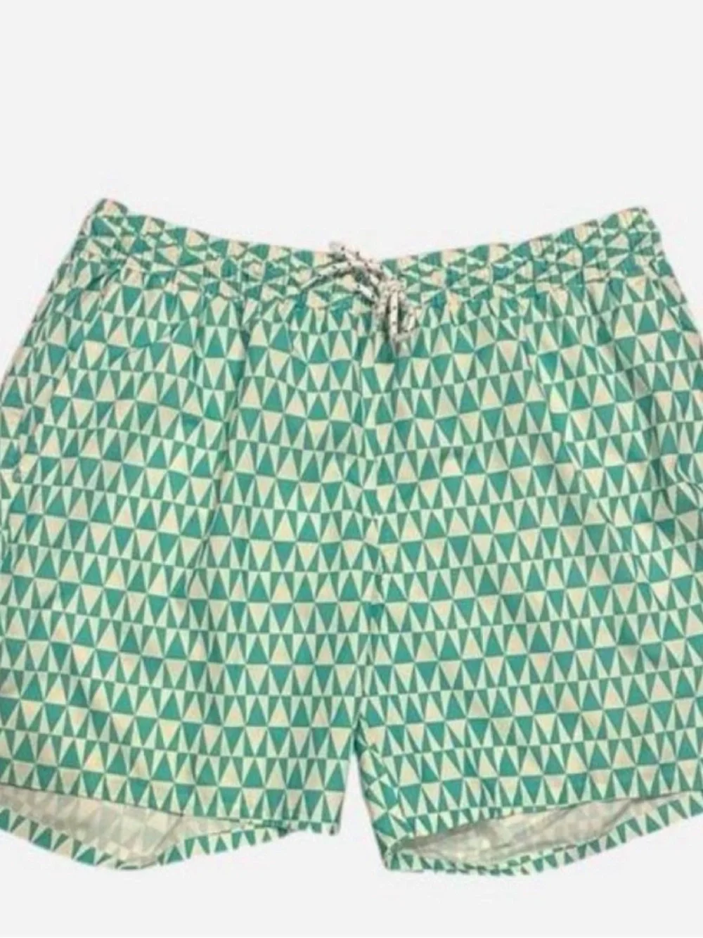 George Teal and Cream Geo Print Men's Swim Board Shorts